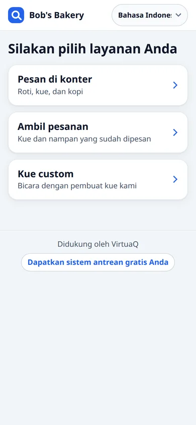 Bahasa Indonesia ನಲ್ಲಿ ಗ್ರಾಹಕರ ಫೋನಿನ ಪರದೆ