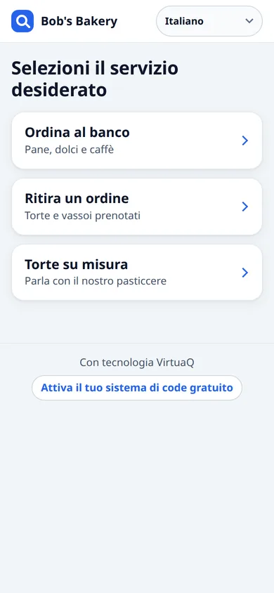 Italiano ನಲ್ಲಿ ಗ್ರಾಹಕರ ಫೋನಿನ ಪರದೆ